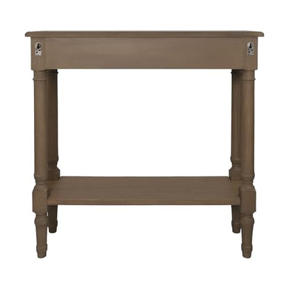 Marisol Brown Narrow Console Table for Entryway with Drawer | 31.5-inch slim sofa table with lower shelf, solid wood frame, natural finish, hallway storage for small spaces - color: Brown