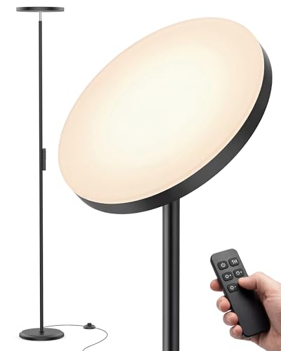 Floor Lamps for Living Room, 69" Tall LED Lamp, 2800LM Standing Lamp Remote & Foot Switch with 1H Timer, 2700-6500K Stepless Dimmable Modern Pole Light for Bedroom, Reading, Black - color: Black