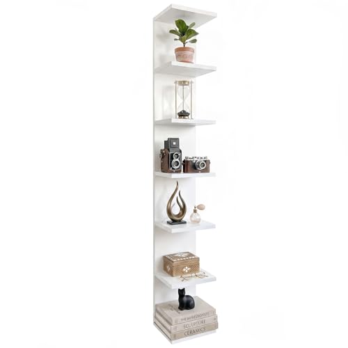 7 Tier Floating Shelf for Wall - Simple Display Shelf for Small Spaces, Decorative Hanging Shelf for Room Decor, Entryway, Dressing Room, Bedroom and Bathroom，White - color: White, size: Big 7 Tier|59.3" Height