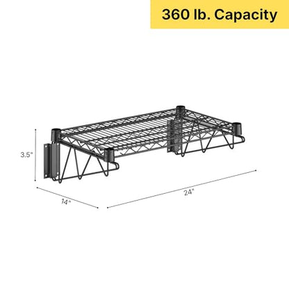 14" x 24" Black Epoxy Wire Wall Mount Shelf - color: Black, size: 14" x 24"