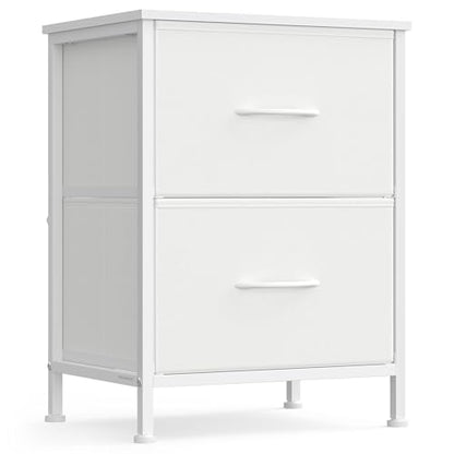 SONGMICS BELLAH Collection - Night Stand with 2 Drawers, Bedside Table, Side End Table, Nightstand for Bedroom, Modern, Cloud White and Snow White ULGS312W01S - color: Cloud White + Snow White, size: 1 Pack