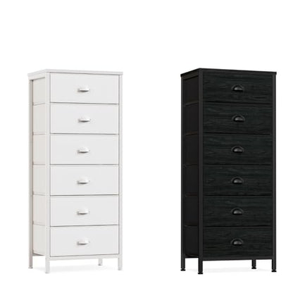 Tall Dresser with 6 Drawers,Vertical Chest of Drawers and Nightstand for Bedroom with Fabric Drawer Organizer Unit in Living Room,Closet,Entryway,Hallyway