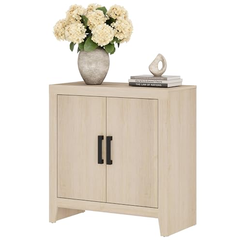 WAMPAT Buffet Cabinet with Storage, Kitchen Sideboard Cabinet with Door and Adjustable Shelf, Modern Farmhouse Credenza Wood Coffee Bar Table for Kitchen, Dining Room, Living Room, Beige - color: Beige