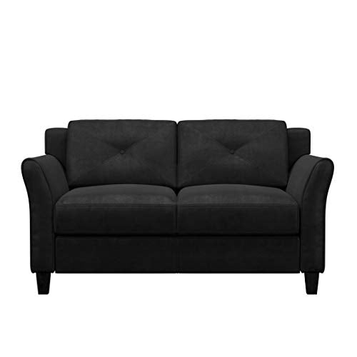 Studio Living Harrington 57.9" Loveseat, Transitional Modern, Pocket Coil Comfort, Easy Assembly, Microfiber Fabric, Black - color: Black, size: Loveseat
