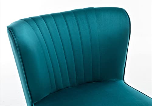 Container Furniture Direct Modern Velvet Accent Chair for Living Room, Bedroom, or Entryway, Stylish and Comfortable Armless Design with Metal Legs, Greynish Blue - color: Greynish Blue
