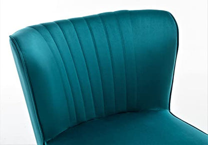 Container Furniture Direct Modern Velvet Accent Chair for Living Room, Bedroom, or Entryway, Stylish and Comfortable Armless Design with Metal Legs, Greynish Blue - color: Greynish Blue