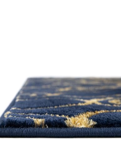 Rugs.com - Vogue Geo Rug – 5 Ft Runner Navy Blue and Gold Easy-Clean Stain-Resistant Rug – Modern Geometric Accent for Hallways, Entryways, and Bedrooms - color: Navy Blue and Gold, size: 2' x 5'1" (Runner)