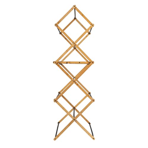 Household Essentials Bamboo Folding Clothes Drying Rack | Large Capacity, 14 Coated Metal Dowels, 28 Feet of Drying Space | Eco-Friendly, Collapsible Indoor Rack for Apartments, Homes & Dorms - color: Natural/Black
