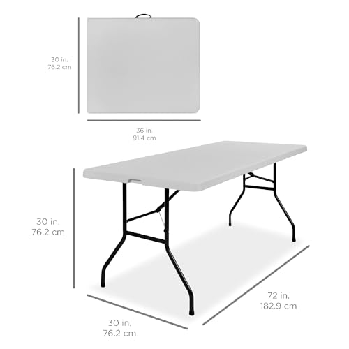 Best Choice Products 6ft Plastic Folding Table, Indoor Outdoor Heavy Duty Portable w/Handle, Lock for Picnic, Party, Camping - Light Gray - color: Light Gray, size: 6ft