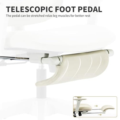Ergonomic Office Chair with Footrest, 90-135° Reclining High Back Desk Chair with Lumbar Support, 2D Headrest, 2D Armrests, Computer Chair for Long Hours, Cream - color: Beige