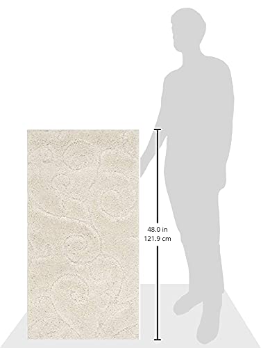 SAFAVIEH Florida Shag Collection Accent Rug - 2'3" x 4', Cream & Cream, Scroll Design, Non-Shedding & Easy Care, High-Low Plush Pile, Ideal for Bedroom, Foyer, Hallway (SG455-1111) - color: Creme, size: 2'3" x 4' (Rectangular)
