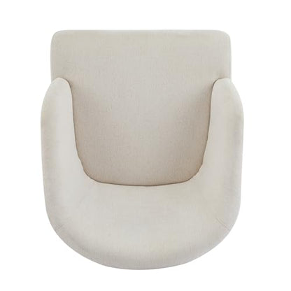 Modern Accent Lounge Chair with Round Back Wooden Legs Mid Century Inspired Compact Design Soft Fabric Upholstery Comfortable Seating for Lounging Reading Easy Assembly Durable Frame Home Office Use