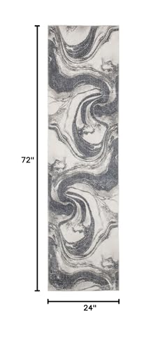 Nourison Home Astra Machine Washable Ivory Grey 2' x 6' Area Rug Easy Clean, Non Shedding, Bed Room, Living Room, Dining Room, Kitchen (6' Runner) - color: Ivory Grey, size: 2' x 6' (Runner)