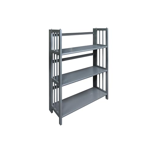 Casual Home 3-Shelf Folding Stackable Bookcase (27.5" Wide)-Slate Gray - color: Slate Gray, size: 3-Shelf Stackable