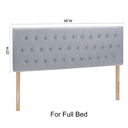 Tufted Upholstered Full Size Bed Headboard in Modern Button Design, Adjustable Solid Wood Head Board, Premium Linen Fabric Padded Headboards in Bedroom (Grey) - color: Gray, size: Full