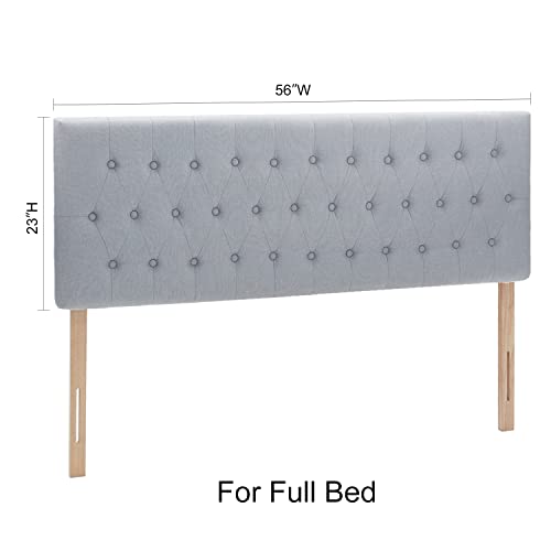 Tufted Upholstered Full Size Bed Headboard in Modern Button Design, Adjustable Solid Wood Head Board, Premium Linen Fabric Padded Headboards in Bedroom (Grey) - color: Gray, size: Full