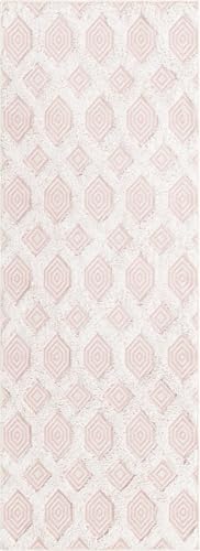 Rugs.com - Sabrina Soto Casa Rug – 6 Ft Runner Pink Cotton Textured Runner Modern Geometric Design for Hallways and Entryways - color: Pink, size: 2'3" x 6' (Runner)