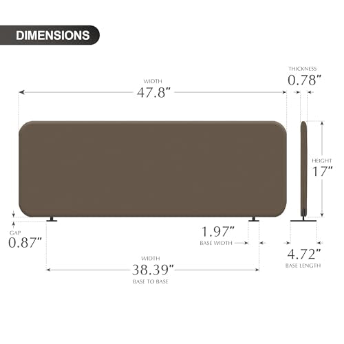 DECOLAB Desk Divider, Privacy Tabletop Partition Panel 48"x18", Taupe | Freestanding Desk Screen. For Dormitory, Office, Student, Counter Top, Testing. No Drill. - color: Taupe