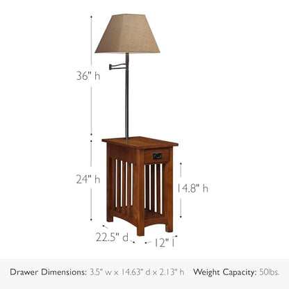 Leick Home Mission End Table, 12", Medium Oak - color: Medium Oak / Blackened
