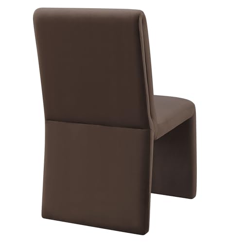 Modway Emory Upholstered Dining Side Chair in Chocolate - Single Armless Slipper Chair - Padded Performance Velvet Accent for Dining Room, Kitchen - color: Chocolate
