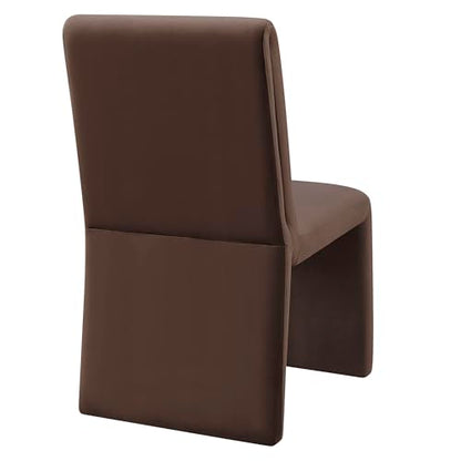 Modway Emory Upholstered Dining Side Chair in Chocolate - Single Armless Slipper Chair - Padded Performance Velvet Accent for Dining Room, Kitchen - color: Chocolate