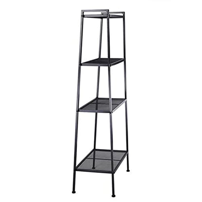 5-Shelf Modern Bookcase, Freestanding Ladder Bookshelf with Industrial Metal Frame for Living Room Bedroom Home Office (Black-4 Tier) - color: Black-4 Tier