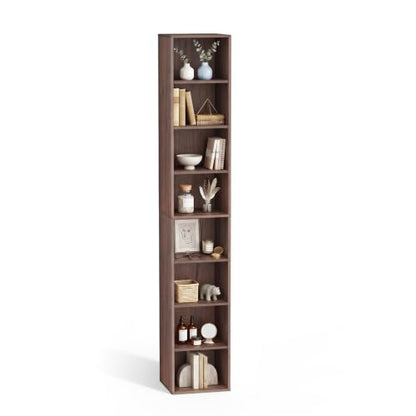 8 Cube Walnut Book Shelf, Tall Bookcase for Home Office Bedroom Living Room - color: Walnut, size: 8 Cube