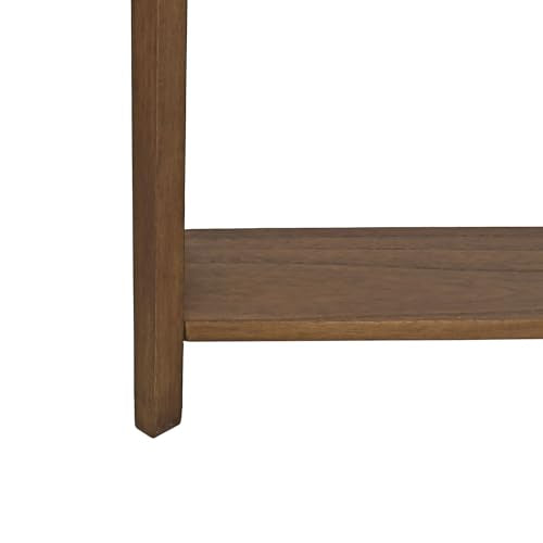 Marnie Natural Narrow Console Table for Entryway with Drawer | 23.75-inch slim hallway table with lower shelf, natural wood finish, French country storage furniture for small spaces - color: Brown