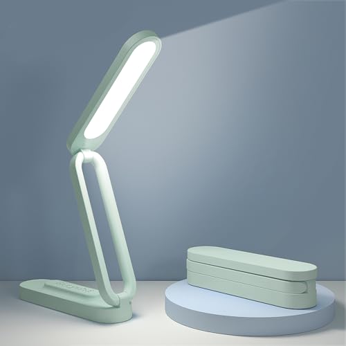 Giryuhd LED Desk Lamp for Office Home & Battery Operated Lamp Rechargeable Lamp Foldable & Portable Light, LED Desk Light Strip, 3 Brightness Dimmable Small Desk Lamp Wireless Reading Lamp - color: Grayish green