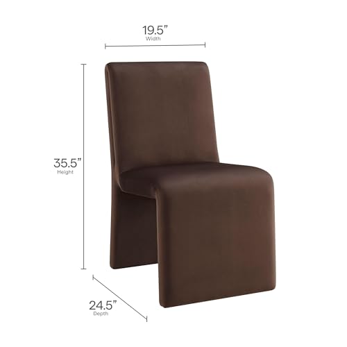 Modway Emory Upholstered Dining Side Chair in Chocolate - Single Armless Slipper Chair - Padded Performance Velvet Accent for Dining Room, Kitchen - color: Chocolate