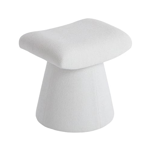 Modern Ottoman with Soft Padded Seat, Multifunctional Vanity Stool, Upholstered Footrest Stool for Living Room and Bedroom - color: White