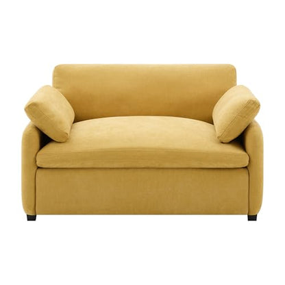 Merax 50 x 43 Oversized Chenille Single Sofa Chair,Wide and Deep Seat Accent Chair,Modern Upholstered Comfy Couch with Pillows for Living Room,Apartment,Bedroom,Yellow - color: Yellow