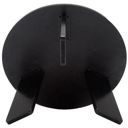 32" Round Coffee Table for Living Room, Wood Coffee Table with Solid Wood Legs, Small Center Table for Apartment, Modern Rustic Coffee Table with Anti-Resistant Top, Easy Assembly, Black - color: Circle, Black