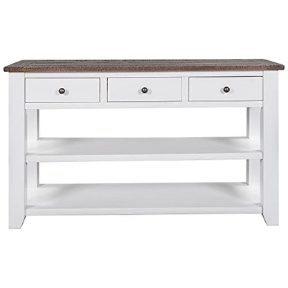 Modern Console Table, Wood Sofa Table with 3 Drawers and 2 Shelves, Sideboard Buffet Table for Entryway/Living Room/Bedroom/Hallway (White) - color: White