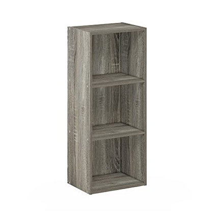 Furinno LUDER Book Shelf, 3-Cube Bookshelf, Bookcase with Open Shelves, 9.3 x 12 x 31.5, Easy Assembly, for Living Room, Bedroom, Home Office, French Oak - color: French Oak, size: 3-Tier Cube
