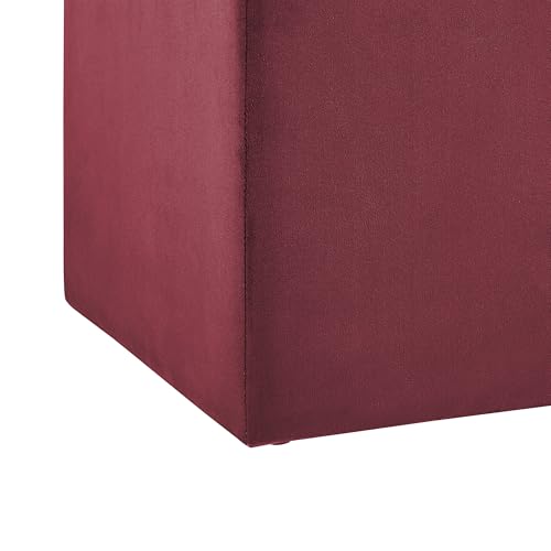 Studio Living® 18” Warren Ottoman Square Soft Velvet Bench, Stationary Ottomans, Backless Chair, Footrest for Living Room, Footstool Office, Bedroom, Padded Seat, Plum - color: Plum