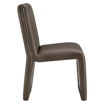 Modway Emory Faux Leather Dining Side Chair in Mushroom - Single Armless Slipper Chair - Padded Vegan Leather Accent for Dining Room, Kitchen - color: Mushroom