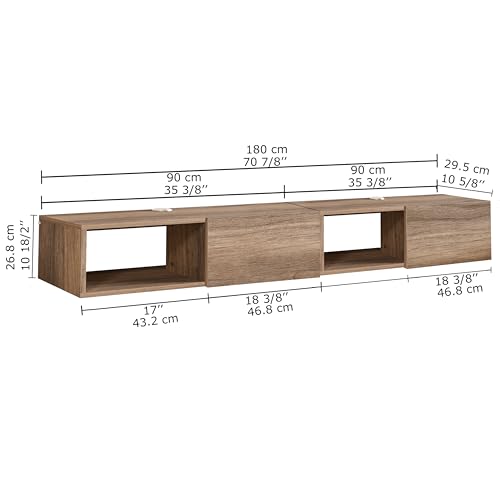 Atelier Mobili Floating TV Stand - Wall Mounted TV Stand for 75 Inch TV - Floating TV Shelf - Modern TV Stands for Living Room - Sleek Entertainment Center Design (Walnut, 2 Doors 2 Shelves) - size: 2 Doors 2 Shelves