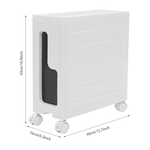 1 Tier Slim Bathroom Storage Cabinet, 15.7" L X 6.3" W X 16.9" H Slim Rolling Cart, 66.14 Lbs Load-Bearing Capacity Narrow Storage Cabinet for Living Room, Kitchen, Bathroom, Office - size: 15.7" L X 6.3" W X 16.9" H