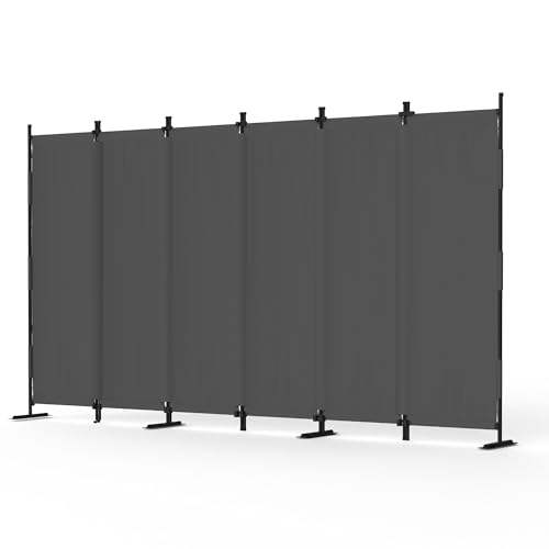 6 Panel Room Divider,6ft Folding Screen Portable Wall Partition Room Divider with 4 Metal Feet,Privacy Screen Indoor Doubles as a Cubicle Wall,Suitable for Bedroom Dressing Room Office - color: Grey, size: 6 Panel-Upgrade