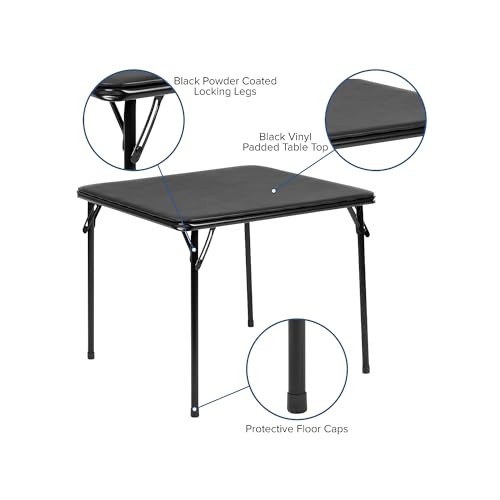 Flash Furniture Mindy Kids 5-Piece Folding Table and Chairs Set for Daycare and Classrooms, Children's Activity Table and Chairs Set, Black - color: Black, size: 5 Piece Set