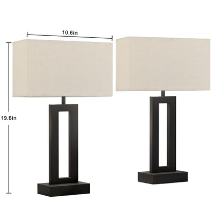 19.6" Touch Lamps for Nightstand, 3 Way Dimmable Bedroom Lamp, USB C+A | Touch Control, LED Bulb Included, Lamp with Charging Station, Bedside, Fabric Lampshade, Easy Assembly - color: A. Beige&Black, size: Medium(19.6in)