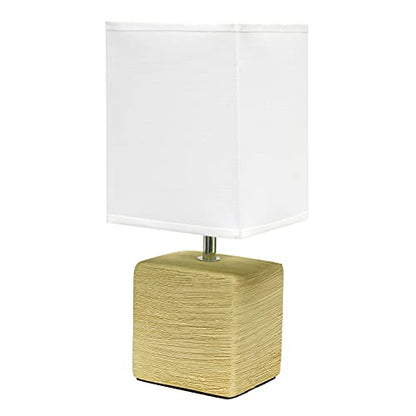 Simple Designs LT2072-BGE Petite Faux Stone Table Lamp with Fabric Shade, Beige with White Shade - color: Stone Beige/White Shade