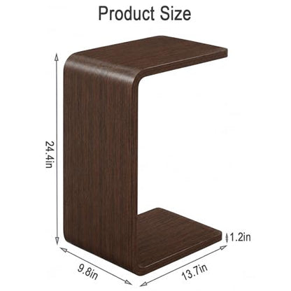 CHSSIH C Shaped End Table for Couch - Wooden Sofa Side Table, Slide Under Couch Table for Living Room, Bedroom, Laptop, Coffee, Small Space Narrow Furniture (Dark Walnut) - color: Dark Walnut