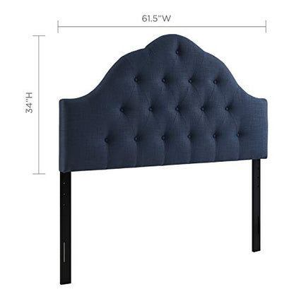 Modway Sovereign Tufted Button Linen Fabric Upholstered Queen Headboard in Navy - color: Navy, size: Queen