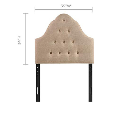 Modway Sovereign Tufted Button Linen Fabric Upholstered Twin Headboard in Beige - color: Beige, size: Twin