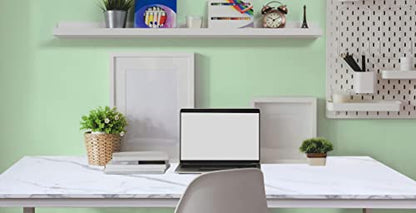 55 inch Computer Desk, White Metal Frame, Marble Grain | Wood, Modern Simple Style, For Home Office, Bedroom, Study, Student Writing Desk, Small Spaces - color: Marble, size: 55"