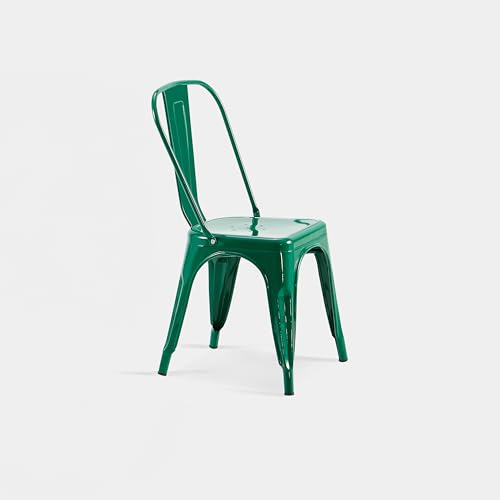AC Pacific 18 Inch Seat Height Industrial Metal Dining Chairs, Stackable Kitchen or Bar Seat, Durable Modern Design, Versatile Accent Furniture, Set of 2, Green - color: Green, size: Set of 2