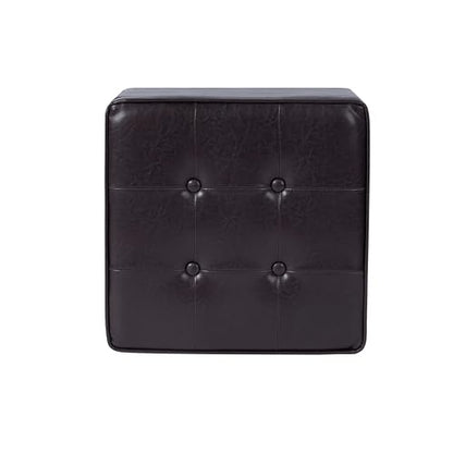 HomePop 18" Classic Square Storage Ottoman - Brown - color: Brown Faux Leather