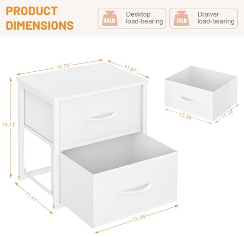 DAOUTIME 2-Pack Stackable Storage Drawers (4 Drawers Total), White Closet Organizer with Wooden Top & Metal Frame, Freestanding or Stackable Dresser for Bedroom, Living Room, Under Bed
